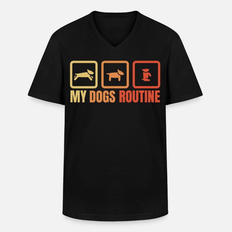 Die Routine meines Hundes - Männer-T-Shirt mit V-Ausschnitt - Schwarz