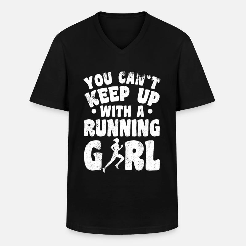 Laufendes Mädchen - Männer-T-Shirt mit V-Ausschnitt - Schwarz