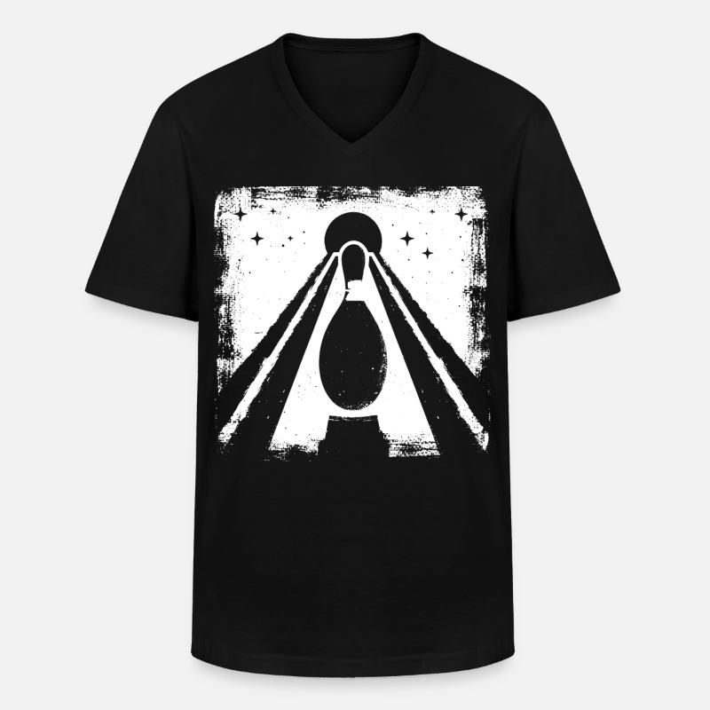 Bowling Pin Grafik - Männer-T-Shirt mit V-Ausschnitt - Schwarz