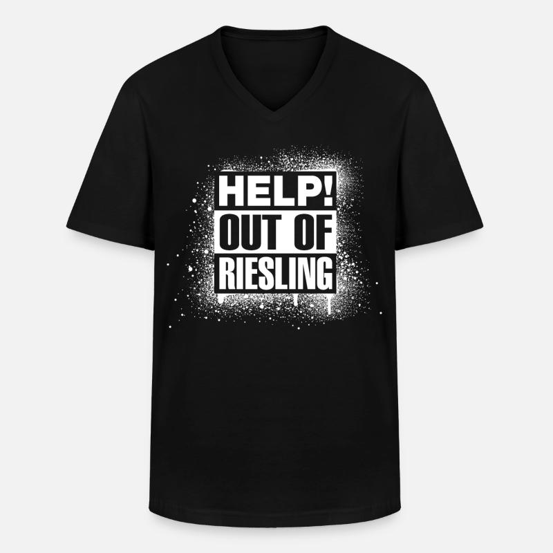 HELP! Out of Riesling - Männer-T-Shirt mit V-Ausschnitt - Schwarz