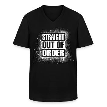 Straight out of order - Men's V-Neck T-Shirt - black - Front - AI Model Male 178 dark (178cm)
