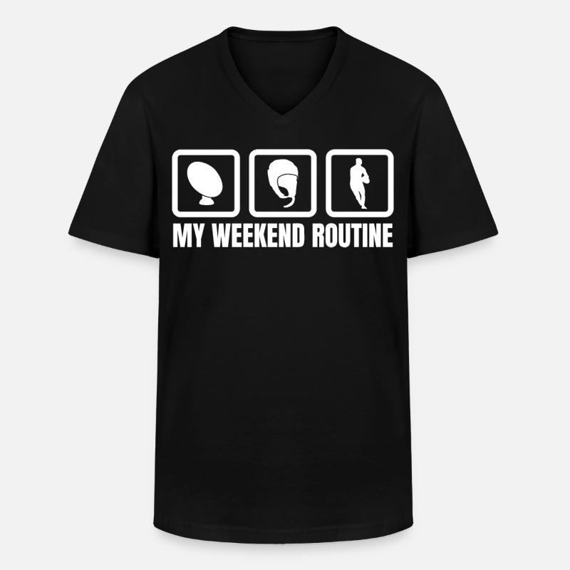 Meine Wochenendroutine - Männer-T-Shirt mit V-Ausschnitt - Schwarz