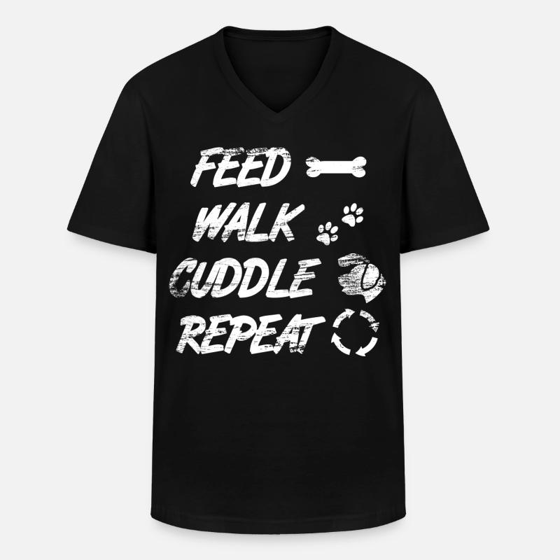 Feed Walk Cuddle Repeat - Men's V-Neck T-Shirt - black