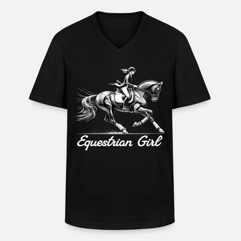 Reiterin Pferd Mädchen Pferdemädchen Geschenk - Männer-T-Shirt mit V-Ausschnitt - Schwarz
