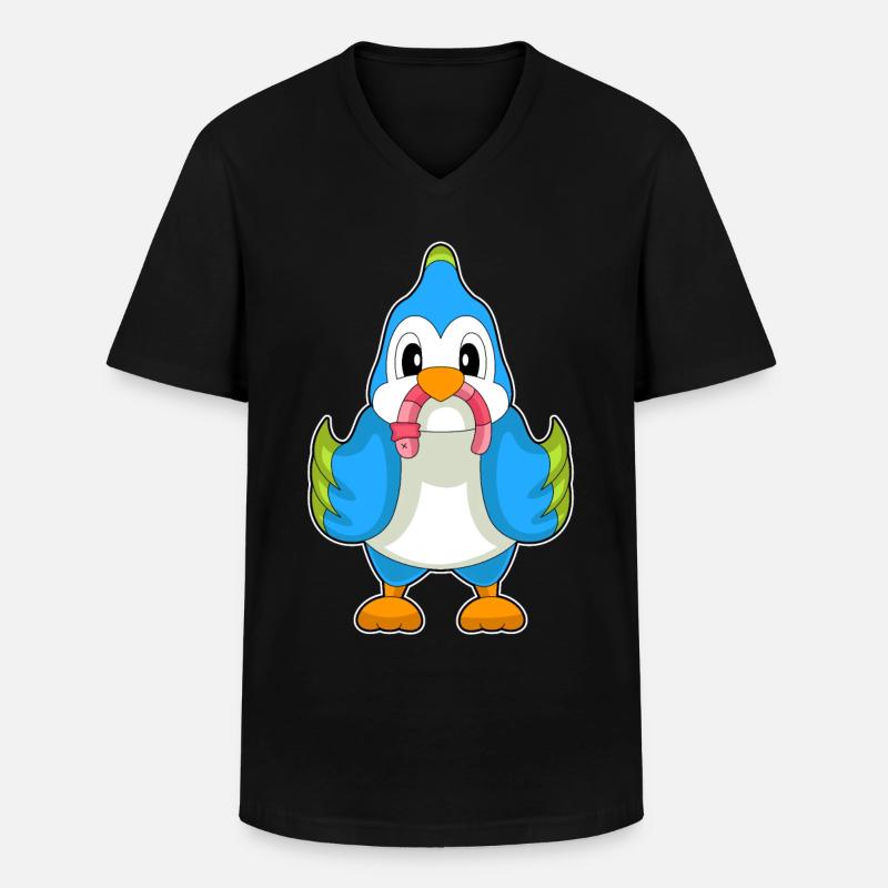 Parrot Worm - Men's V-Neck T-Shirt - black