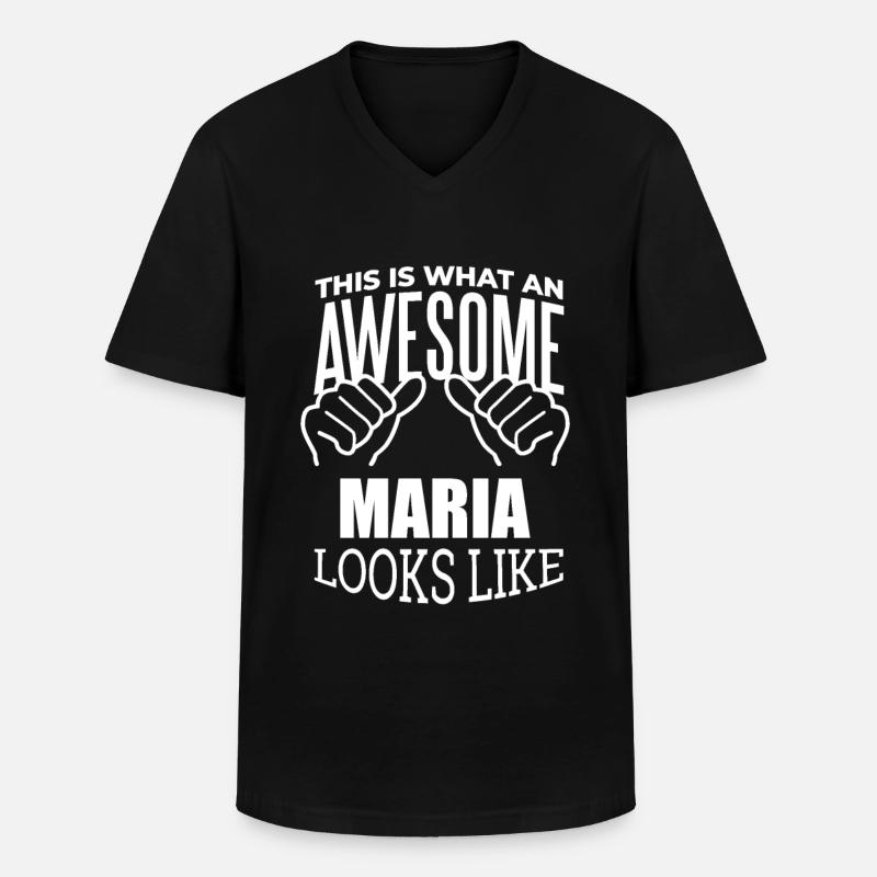 Maria - Männer-T-Shirt mit V-Ausschnitt - Schwarz