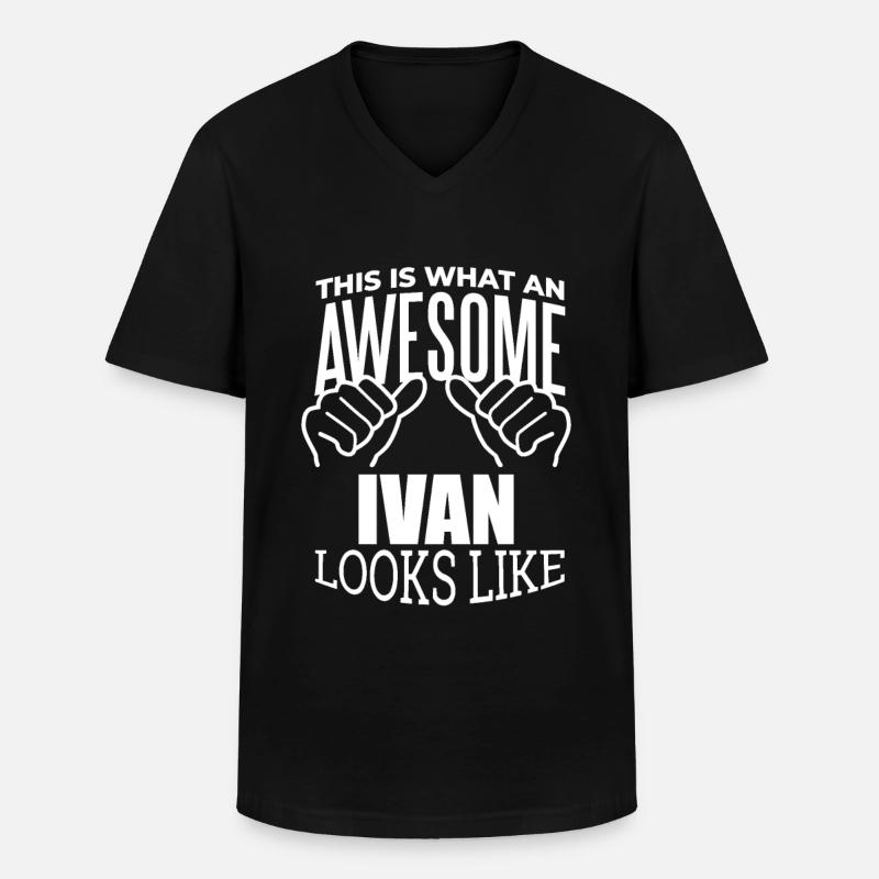 Ivan - Männer-T-Shirt mit V-Ausschnitt - Schwarz