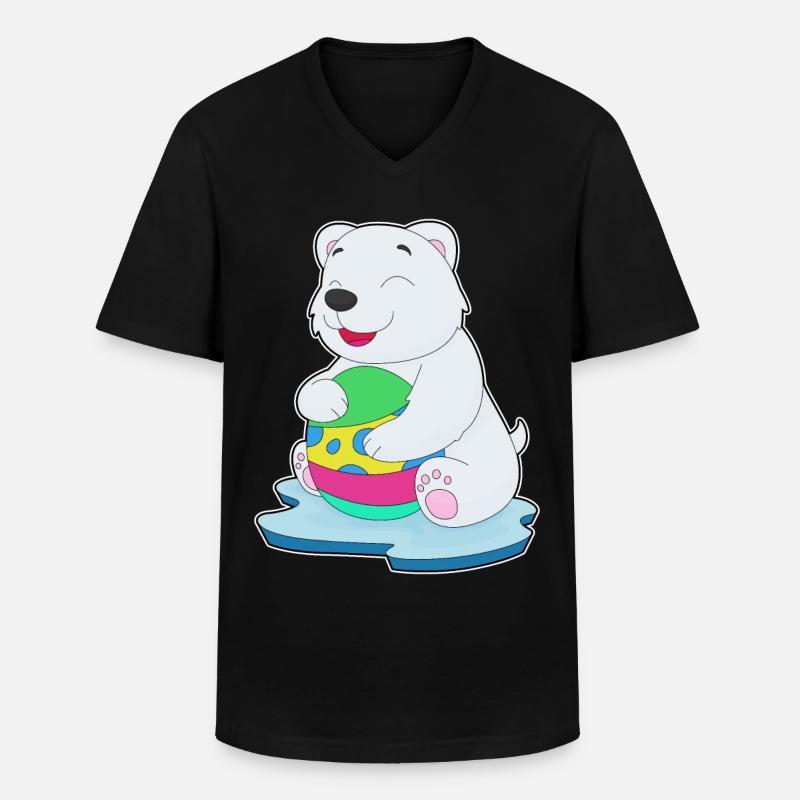 Eisbär Ostern Osterei - Männer-T-Shirt mit V-Ausschnitt - Schwarz