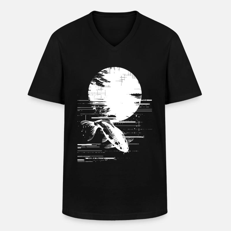 Fischen Zeichnung - Männer-T-Shirt mit V-Ausschnitt - Schwarz