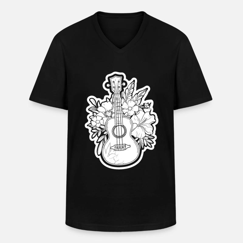 Ukulele Comic Look - Männer-T-Shirt mit V-Ausschnitt - Schwarz