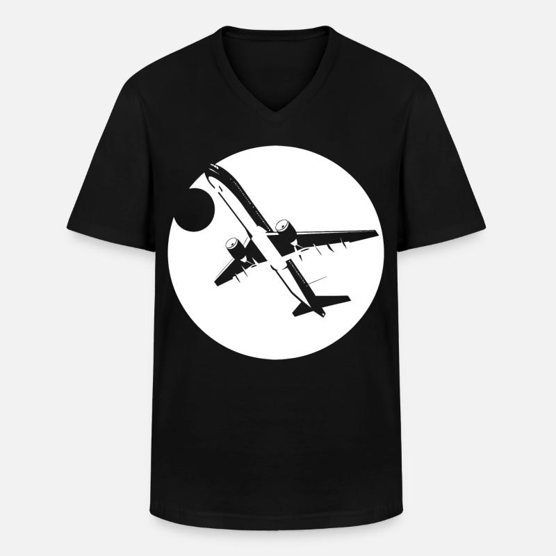 Flieger Zeichnung - Männer-T-Shirt mit V-Ausschnitt - Schwarz