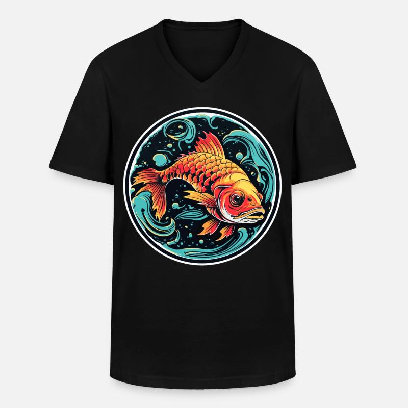 Fisch Illustration - Männer-T-Shirt mit V-Ausschnitt - Schwarz