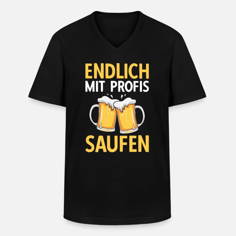 Endlich mit Profis saufen - Männer-T-Shirt mit V-Ausschnitt - Schwarz