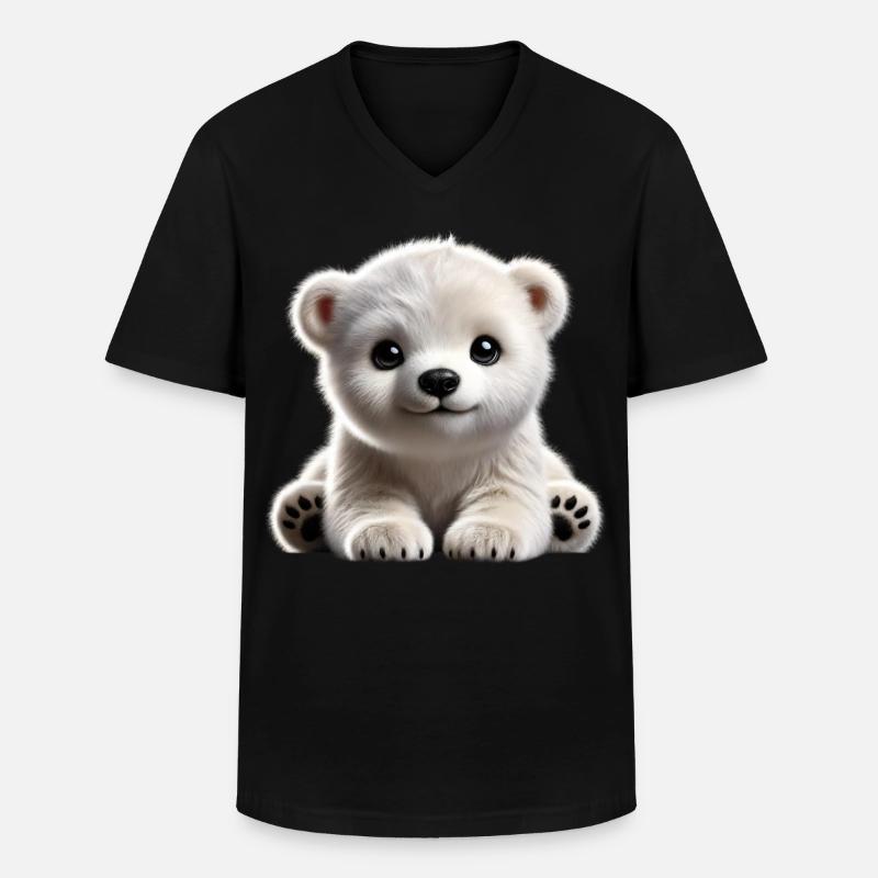 Niedliches Eisbärenjunges-Design - Männer-T-Shirt mit V-Ausschnitt - Schwarz