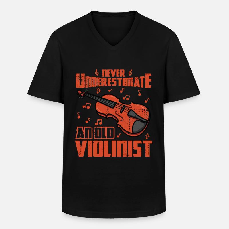 Never Underestimate An Old Violinist - Männer-T-Shirt mit V-Ausschnitt - Schwarz