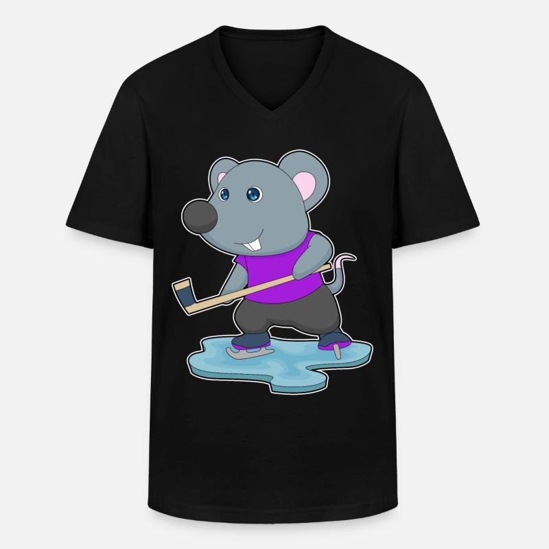 Maus Eishockey Eishockeyschläger - Männer-T-Shirt mit V-Ausschnitt - Schwarz