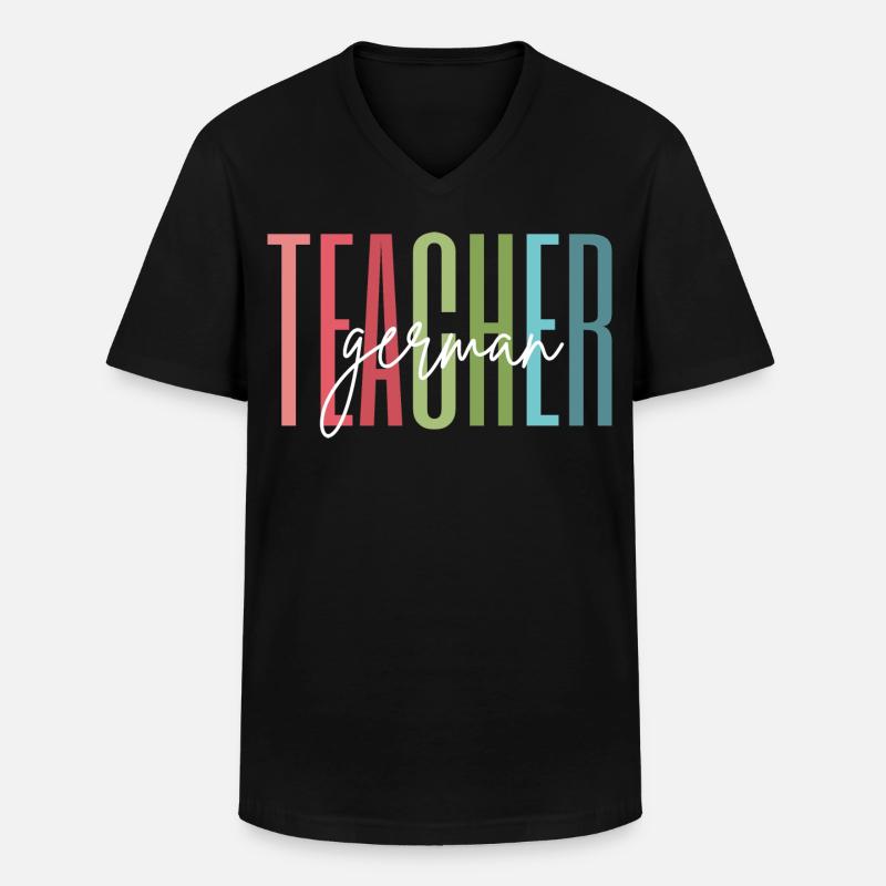 Deutsch Lehrerin Schule Geschenk - Männer-T-Shirt mit V-Ausschnitt - Schwarz