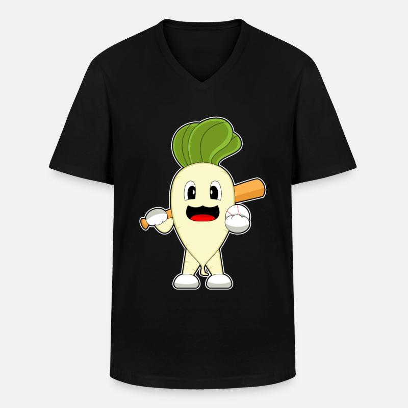 Radieschen Baseball Baseballschläger - Männer-T-Shirt mit V-Ausschnitt - Schwarz