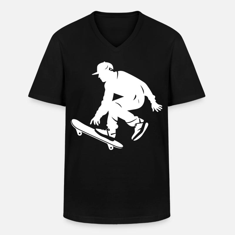 Skateboarding Junge - Männer-T-Shirt mit V-Ausschnitt - Schwarz