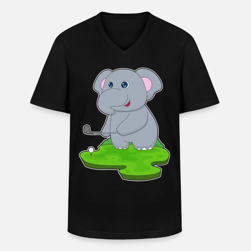 Elefant Golf Golfschläger - Männer-T-Shirt mit V-Ausschnitt - Schwarz