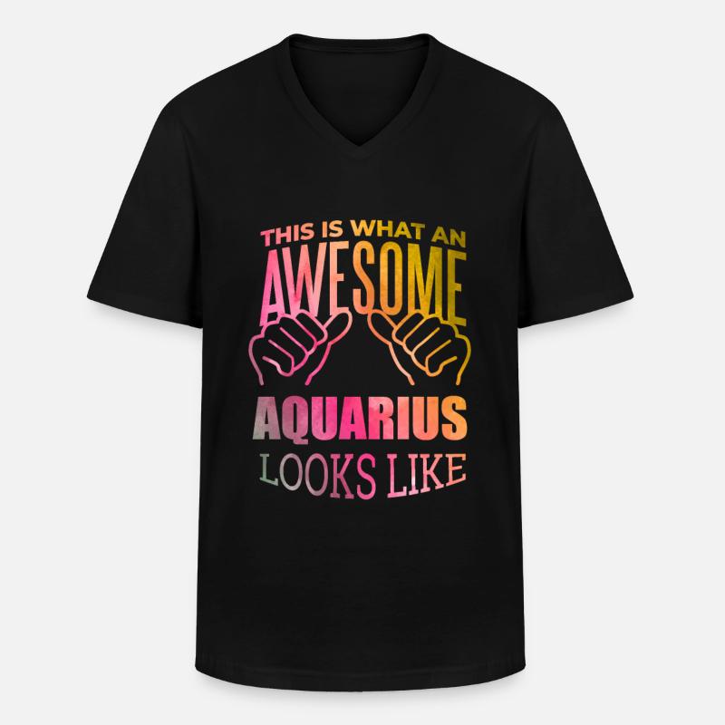 Wassermann - Männer-T-Shirt mit V-Ausschnitt - Schwarz