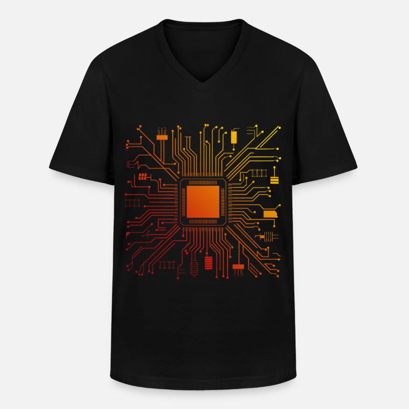 Tech Computer Motherboard Abstract Microchip - Men's V-Neck T-Shirt - black