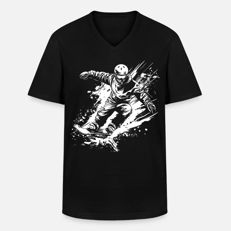 Snowboarder - Männer-T-Shirt mit V-Ausschnitt - Schwarz