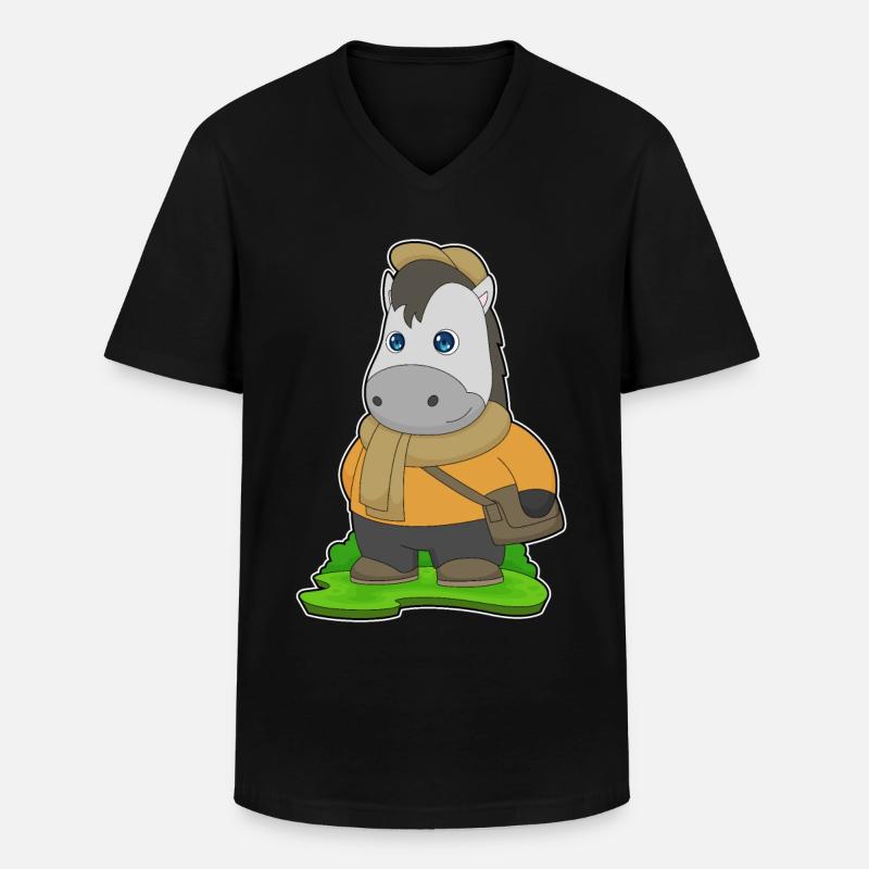 Pferd Handtasche - Männer-T-Shirt mit V-Ausschnitt - Schwarz