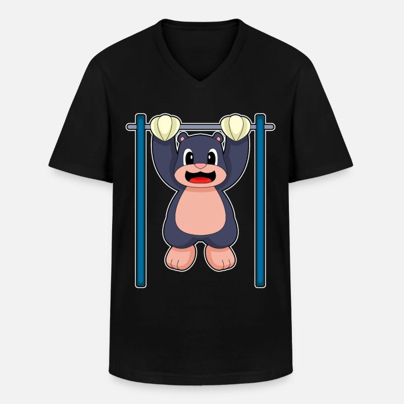 Mole Bodybuilder Pull-ups Bodybuilding - Men's V-Neck T-Shirt - black