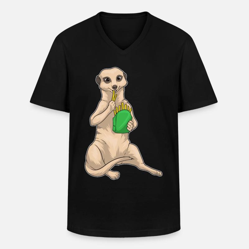 Erdmännchen Pommes frites - Männer-T-Shirt mit V-Ausschnitt - Schwarz