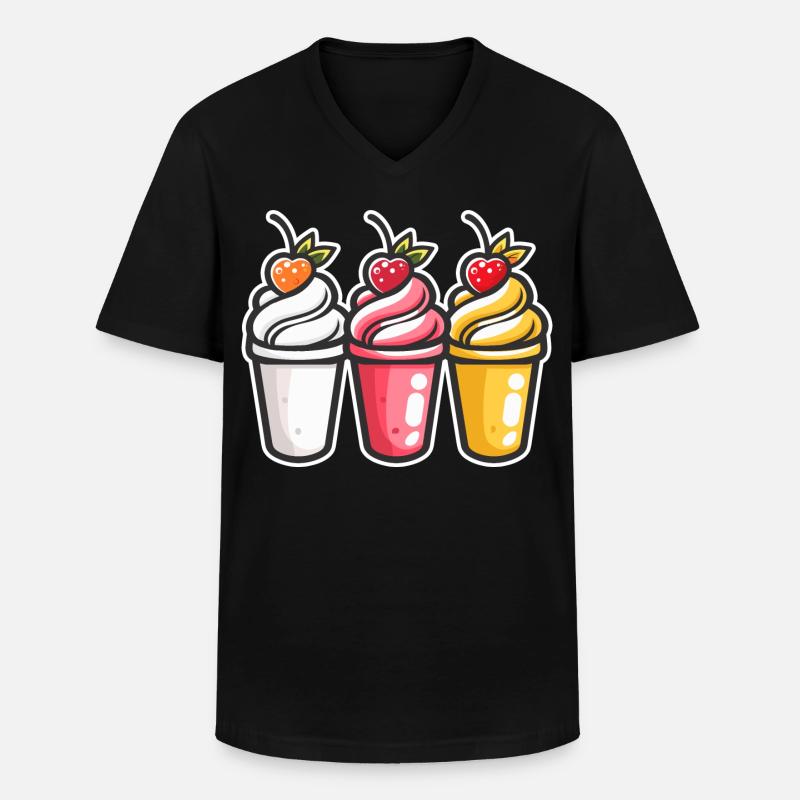 Eiscreme Becher - Männer-T-Shirt mit V-Ausschnitt - Schwarz