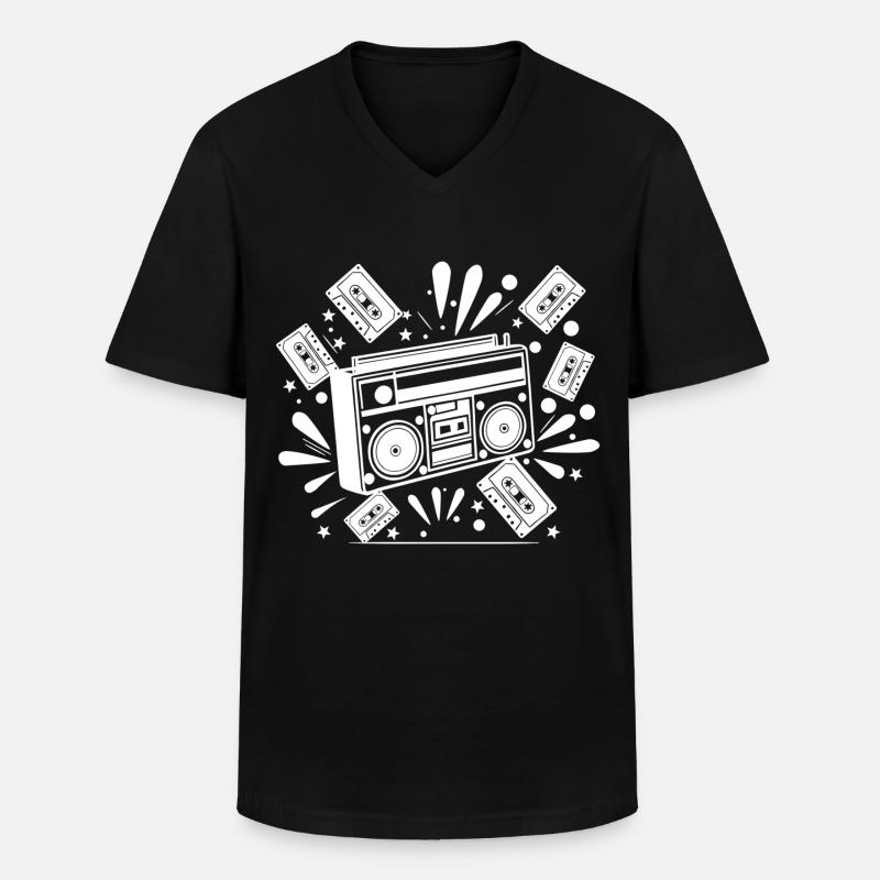 Ghettoblaster, Musik, Nostalgie - Männer-T-Shirt mit V-Ausschnitt - Schwarz