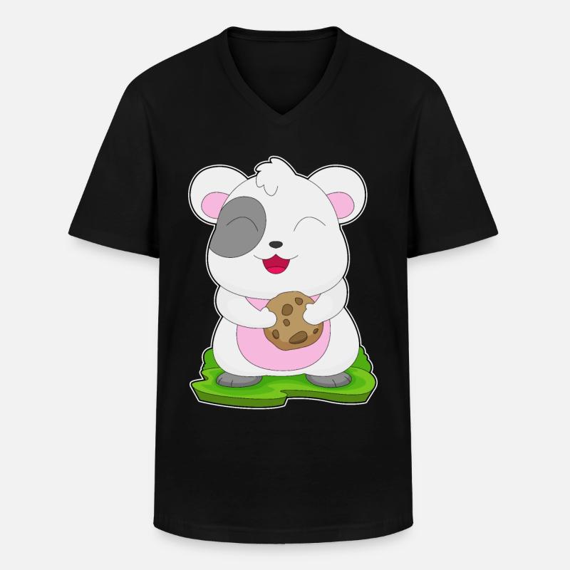 Hamster Cookie - Männer-T-Shirt mit V-Ausschnitt - Schwarz