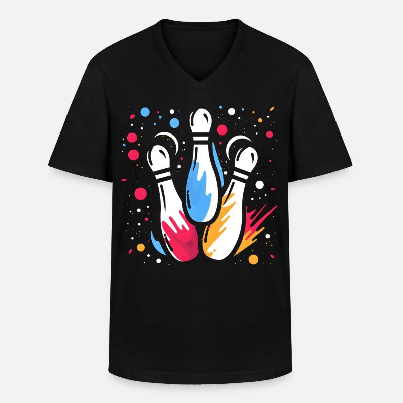 Retro Kegeln - Männer-T-Shirt mit V-Ausschnitt - Schwarz