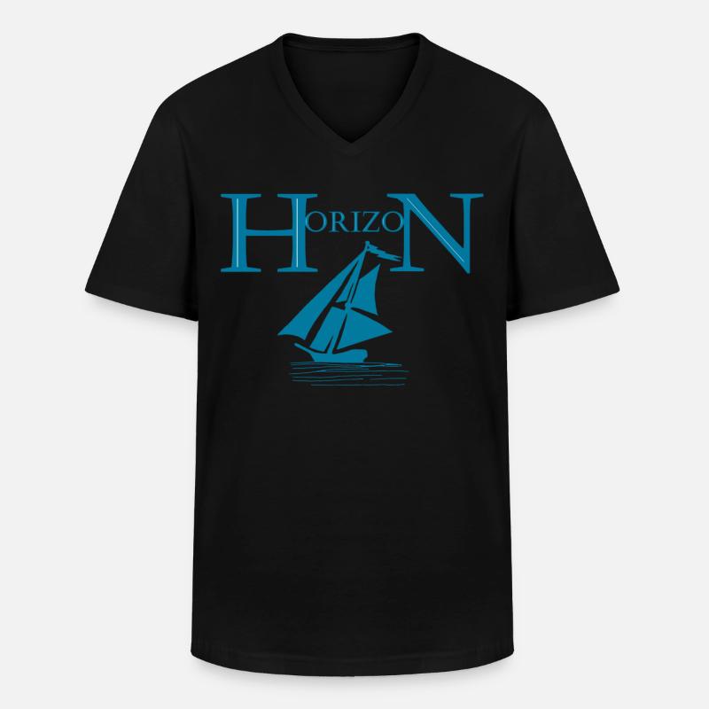 Boot und Horizont - Männer-T-Shirt mit V-Ausschnitt - Schwarz