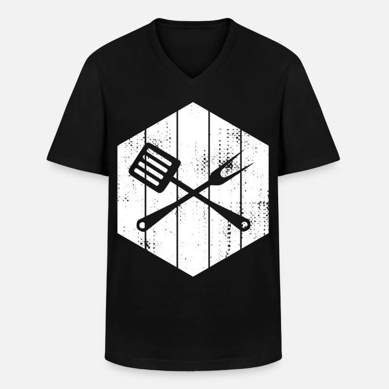 Kochlöffel und Gabel - Männer-T-Shirt mit V-Ausschnitt - Schwarz