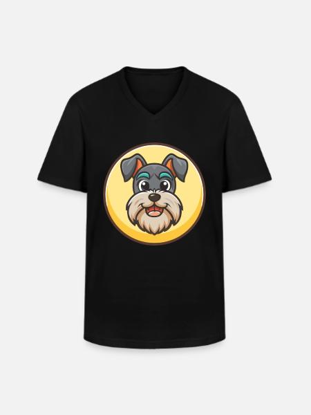 Standard Schnauzer hundras tecknad film Kawaii - T-shirt med V-ringning herr - svart