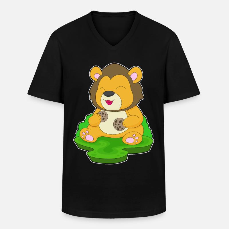 Biscuits Lion - T-shirt col V Homme - noir