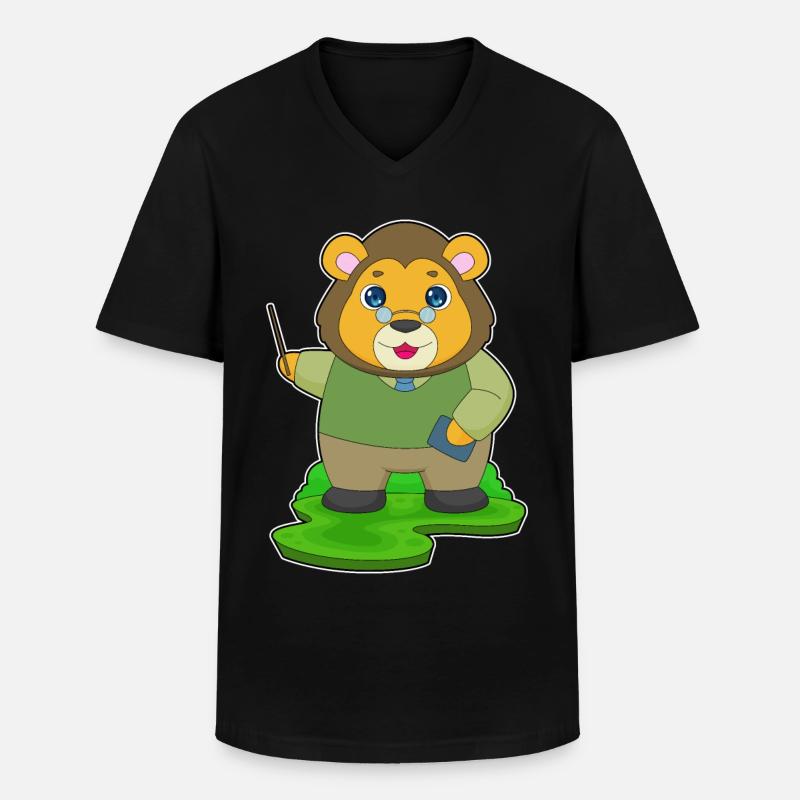 Löwe Lehrer Pointer - Männer-T-Shirt mit V-Ausschnitt - Schwarz