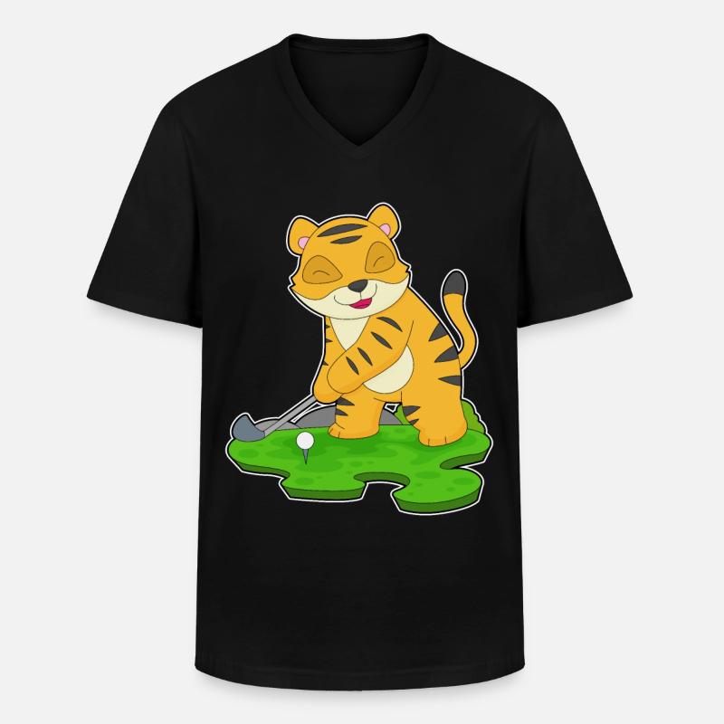 Tiger Golf Golfschläger - Männer-T-Shirt mit V-Ausschnitt - Schwarz