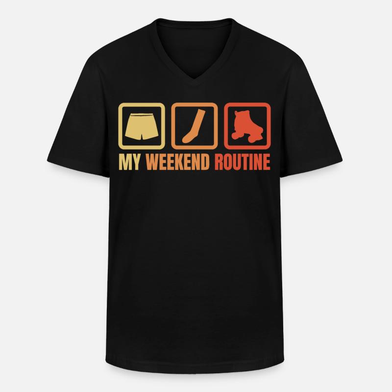 Wochenende mit Rollschuhen - Männer-T-Shirt mit V-Ausschnitt - Schwarz