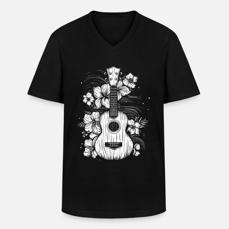 Ukulele Comic Look - Männer-T-Shirt mit V-Ausschnitt - Schwarz
