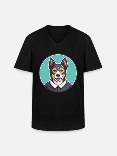 Cesky Strakaty Pes Dog Breed Cartoon Kawaii - Men's V-Neck T-Shirt - black