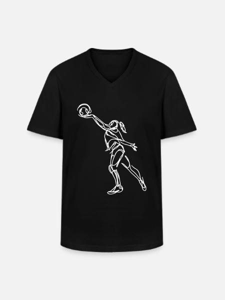 Female Volleyball Player Sketch - Men's V-Neck T-Shirt - black
