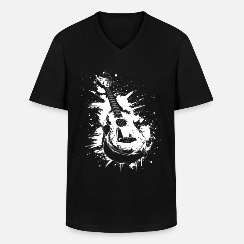 Ukulele Graffiti - Männer-T-Shirt mit V-Ausschnitt - Schwarz