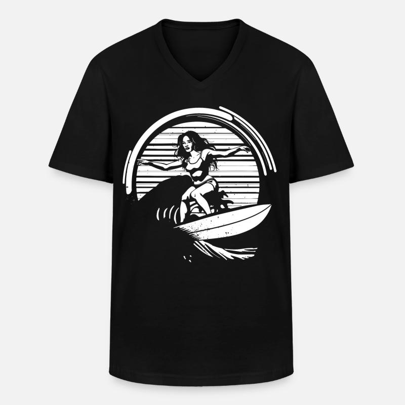 Surferin - Männer-T-Shirt mit V-Ausschnitt - Schwarz