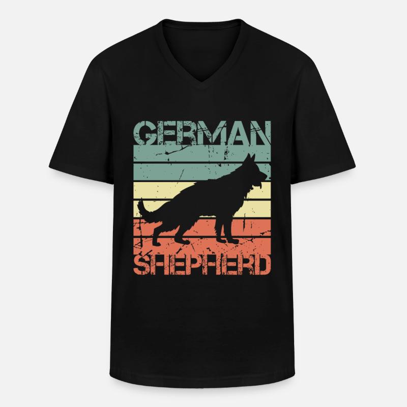 Retro Deutscher Schäferhund - Männer-T-Shirt mit V-Ausschnitt - Schwarz