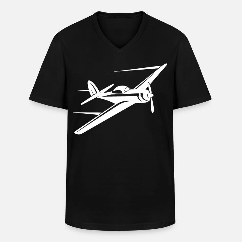 Propellerflugzeug Skizze - Männer-T-Shirt mit V-Ausschnitt - Schwarz