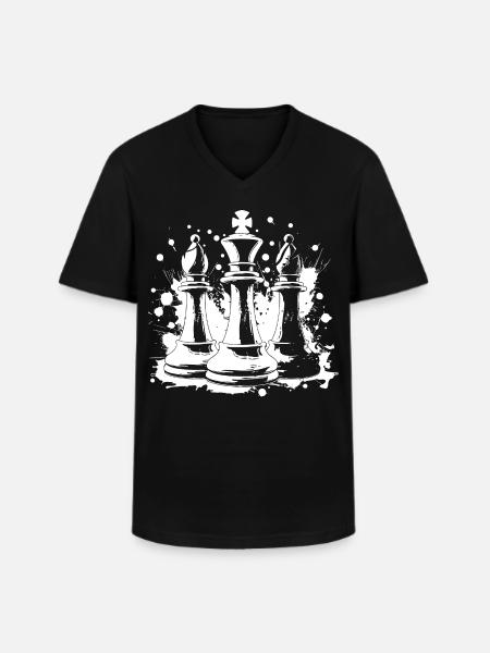 Chess bishop and king - Men's V-Neck T-Shirt - black