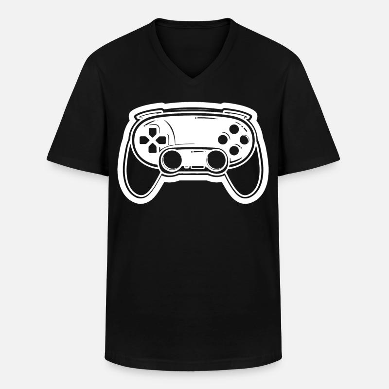 Videospiel Controller Zeichnung - Männer-T-Shirt mit V-Ausschnitt - Schwarz